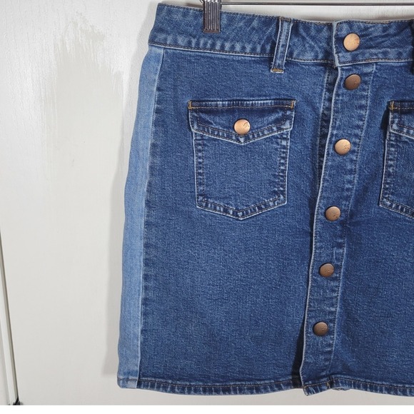 Madewell Button-Down Stretch Denim Skirt Size 30 Pieced Edition - Picture 3 of 8